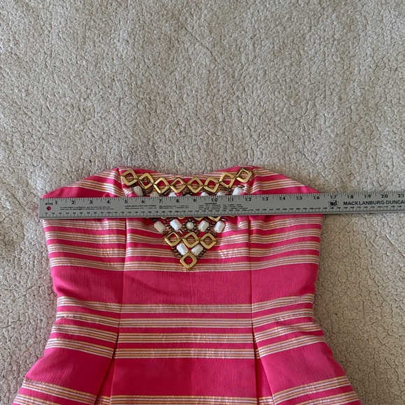 Lilly Pulitzer Strapless Pink and Gold Dress Size 4 - Picture 5 of 7